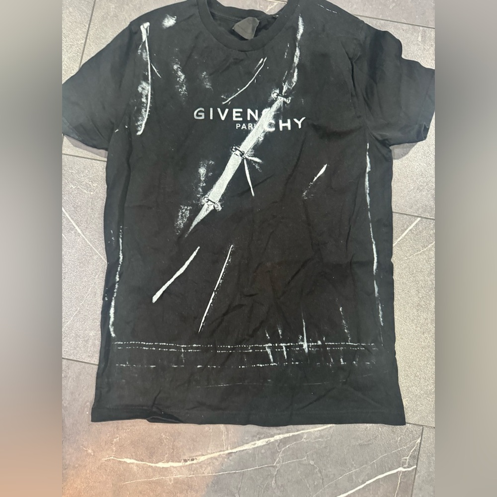 Givenchy Black Tee with White Abstract Design